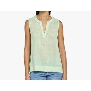 Carve Designs Organic Cotton V-neck Dylan Tank Top Frayed Hem‎ Green Size XS